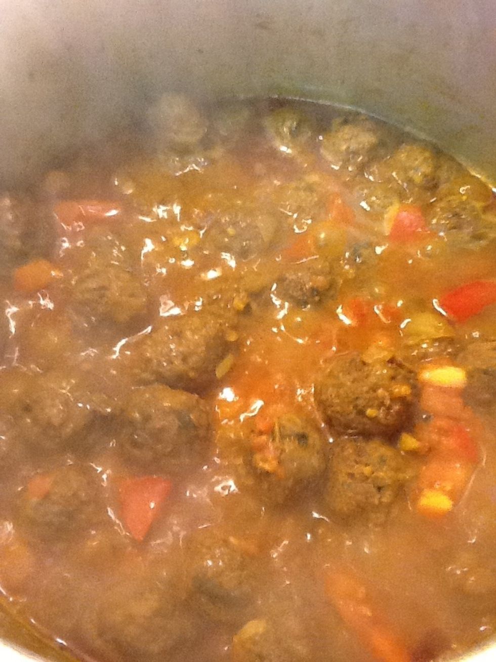 Let it cook on medium - low heat until oil begins to come on the surface