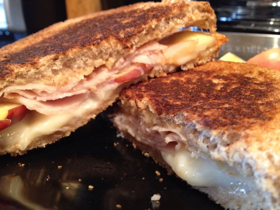 Let it cook on the other side for 2-3 minutes, reduce heat if cheese isn't melted in time.