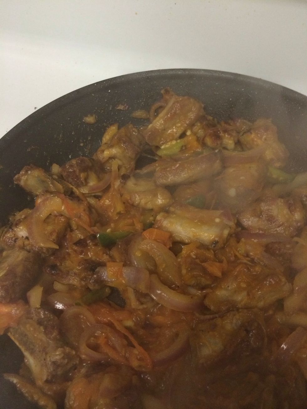 Let it cook until the tomato is pretty much unrecognizable