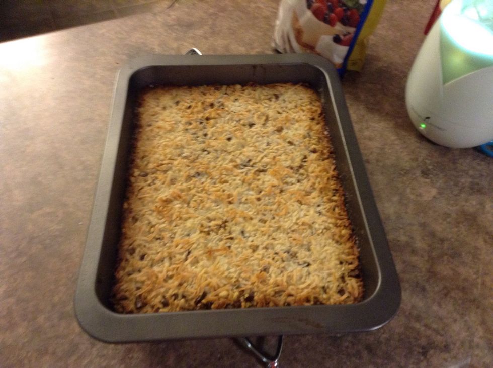 Let it cool for about 5 minutes,cut into squares your choice of size and injoy