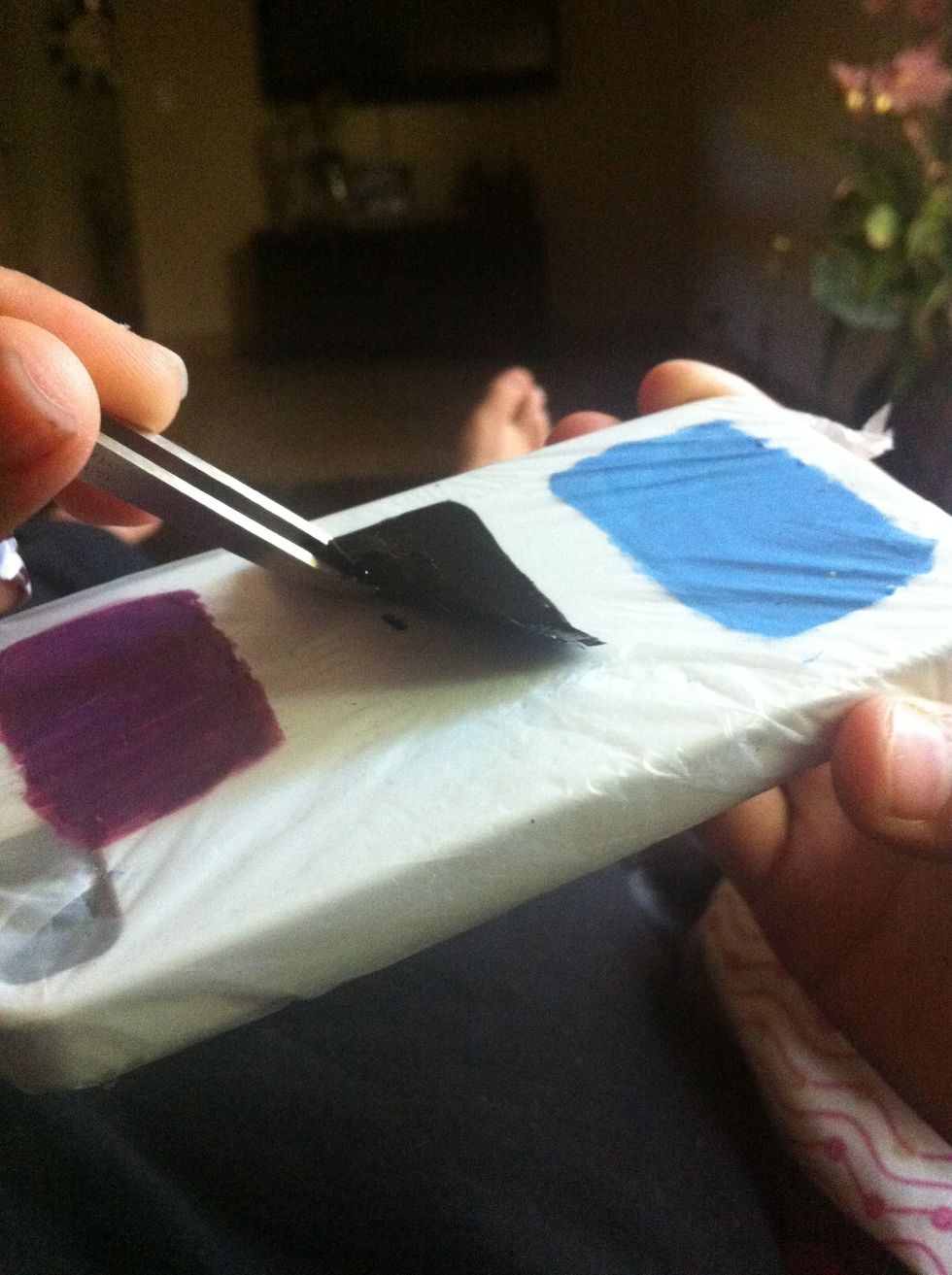 Let it dry (preferably overnight) and peel them off one by one, with the tweezers.