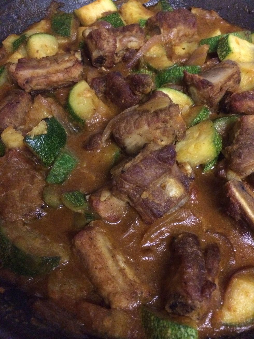 Let it simmer until the zucchini is cooked. And this is what it should look like after it's done.
