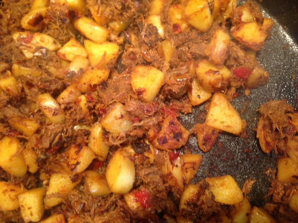 Let it sit until the bottom gets crispy, then stir it all up so the crispy bits get distributed. Do this a few times.