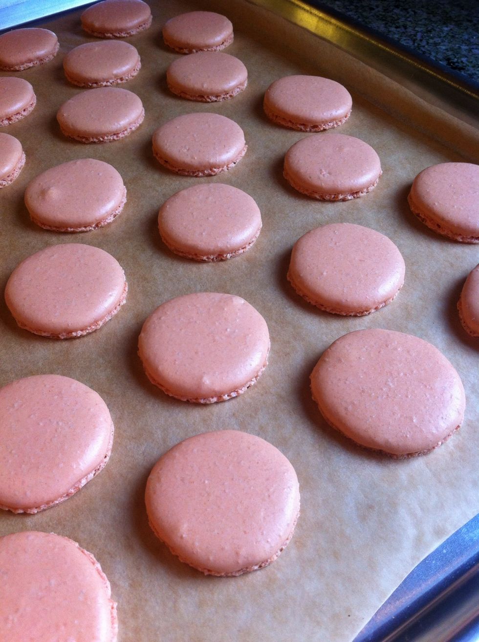 Let macarons stand for 15-30 mins before removing from sheet.