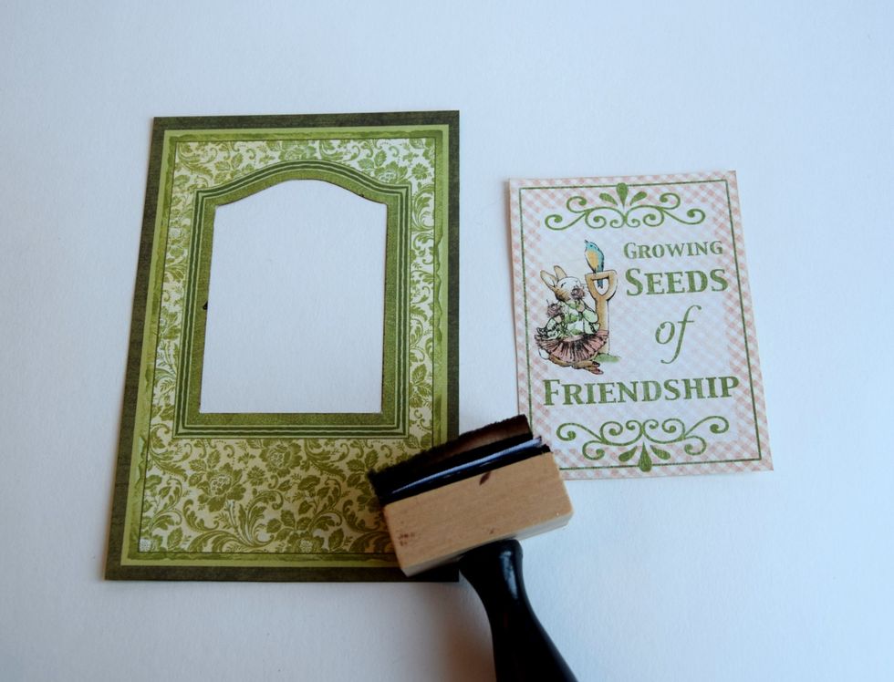 Let's decorate with papers! I cut out some beautiful designs from Graphic 45 Once Upon a Springtime collection. I add some vintage look to the paper with distress ink.