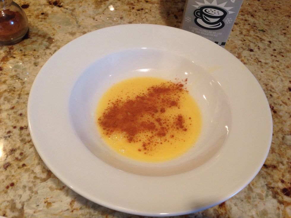 Let's do the recipe again with a twist... You can add cinnamon and nutmeg to the eggnog.