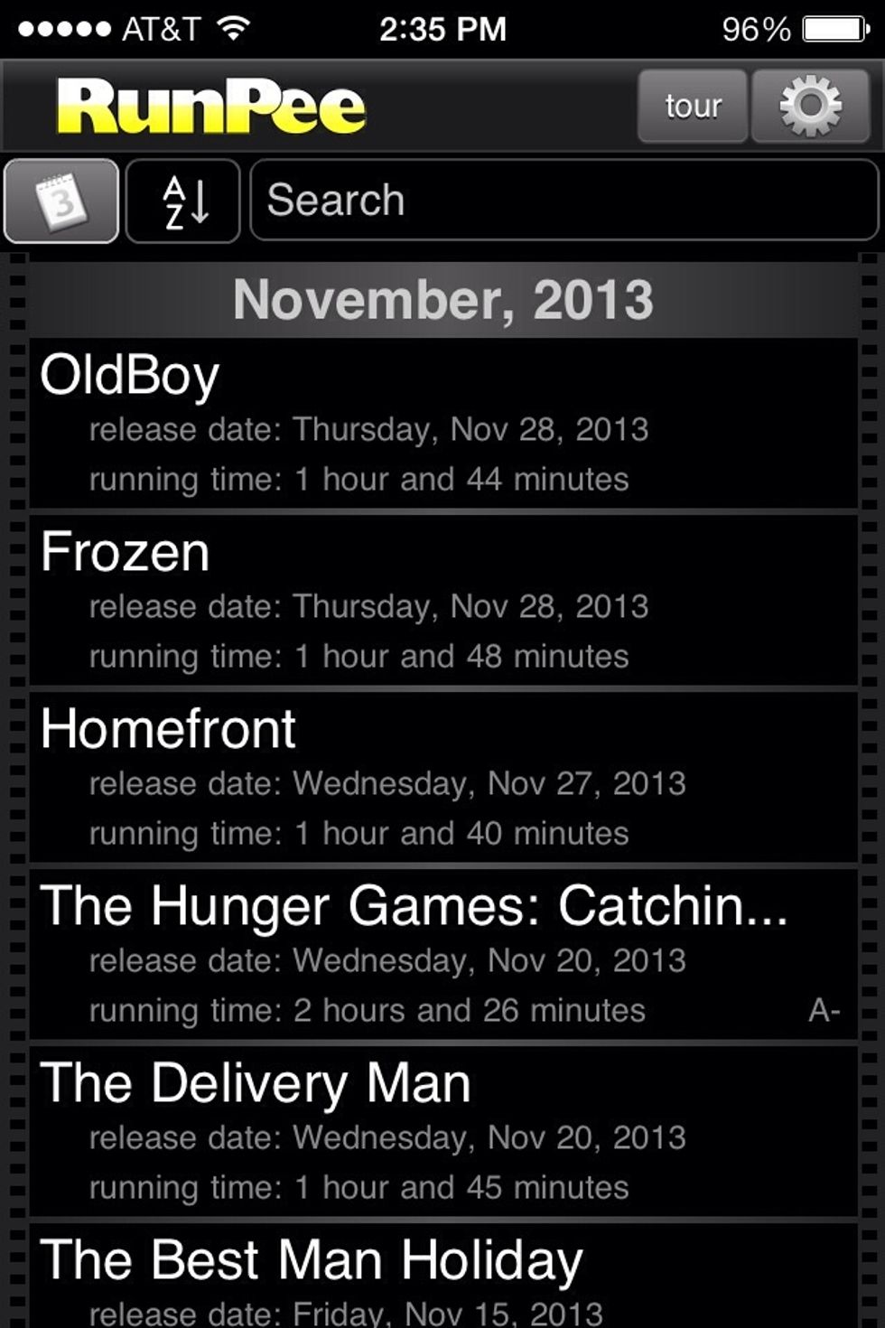Let's go over the app first. The app could use a facelift but all the features work well. Your first step is to find the movie you'll be watching.