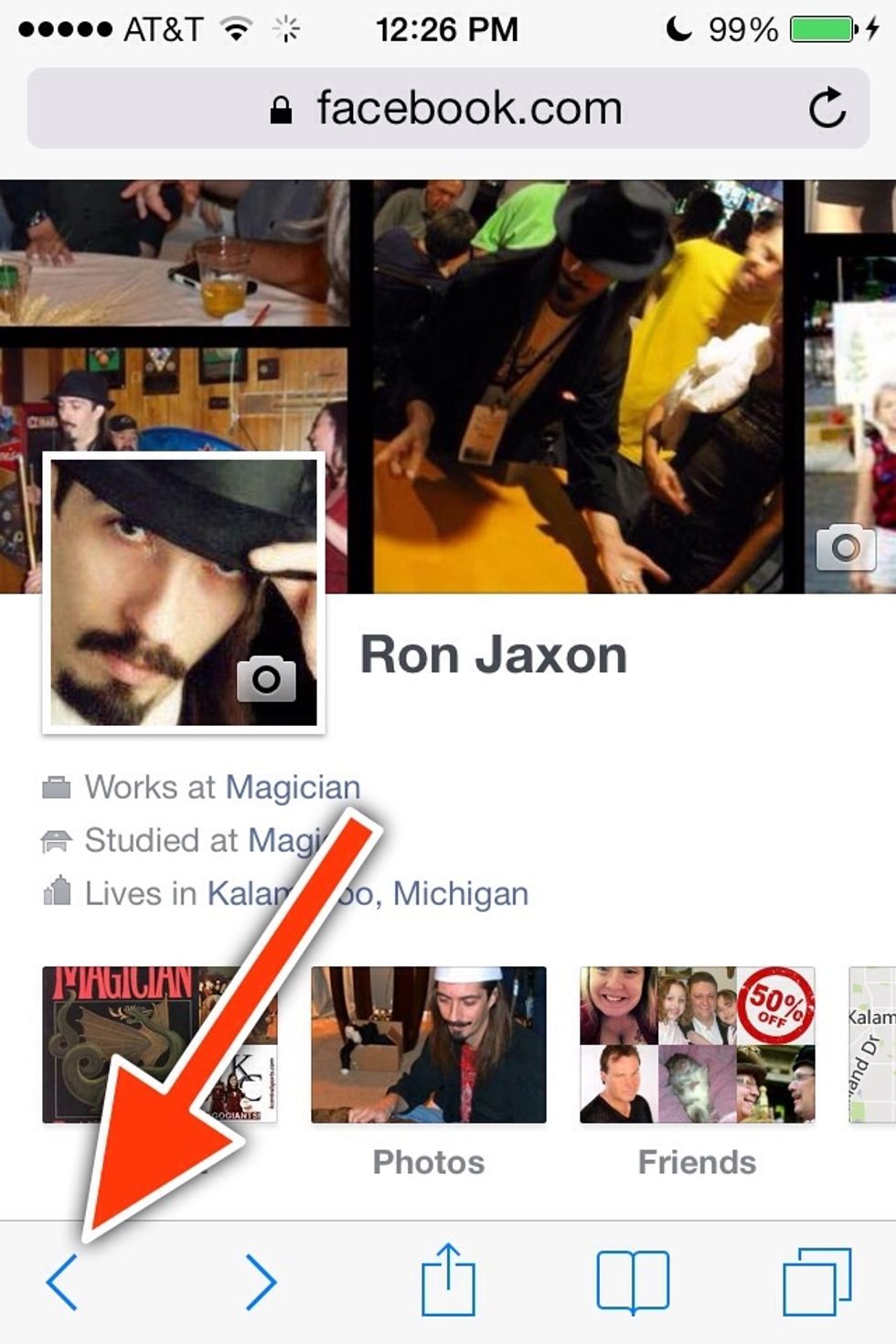 Let's say you have a page open in safari. You've navigated from one link to another. To view the pages you've visited before your current page. Hold your finger down on the Back arrow for a second.