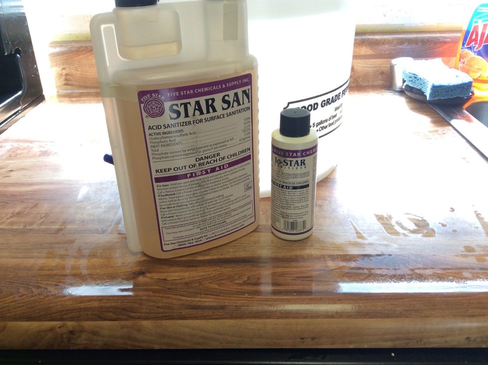 Let's talk about bacteria. In the photo is a bottle of Starsan and a bottle of iodine. Both work for killing bacteria. The IO-Star bottles come in most beginner kits. Iodine is AWESOME AND CHEAP.