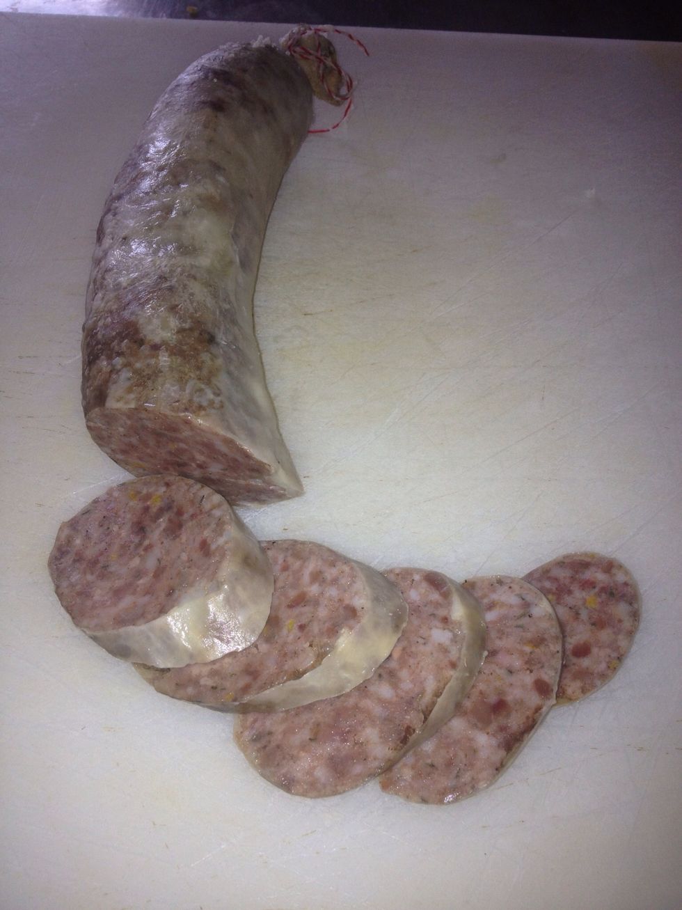 Let set up for 12hours slice and eat. Great cold with pickles and mustard or fried with lentils. Tap on the photo to see a clearer picture!