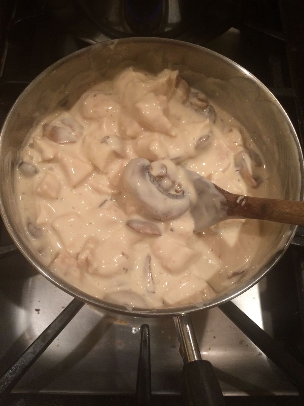 Let simmer for a couple minutes to heat up the sauce!