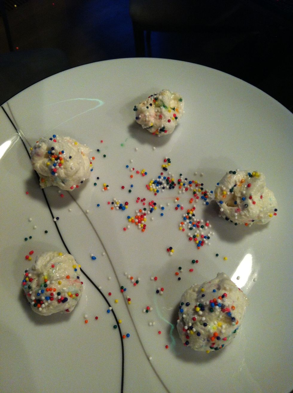 Let sit for 10 min. They should begin to harden. Roll into small balls.