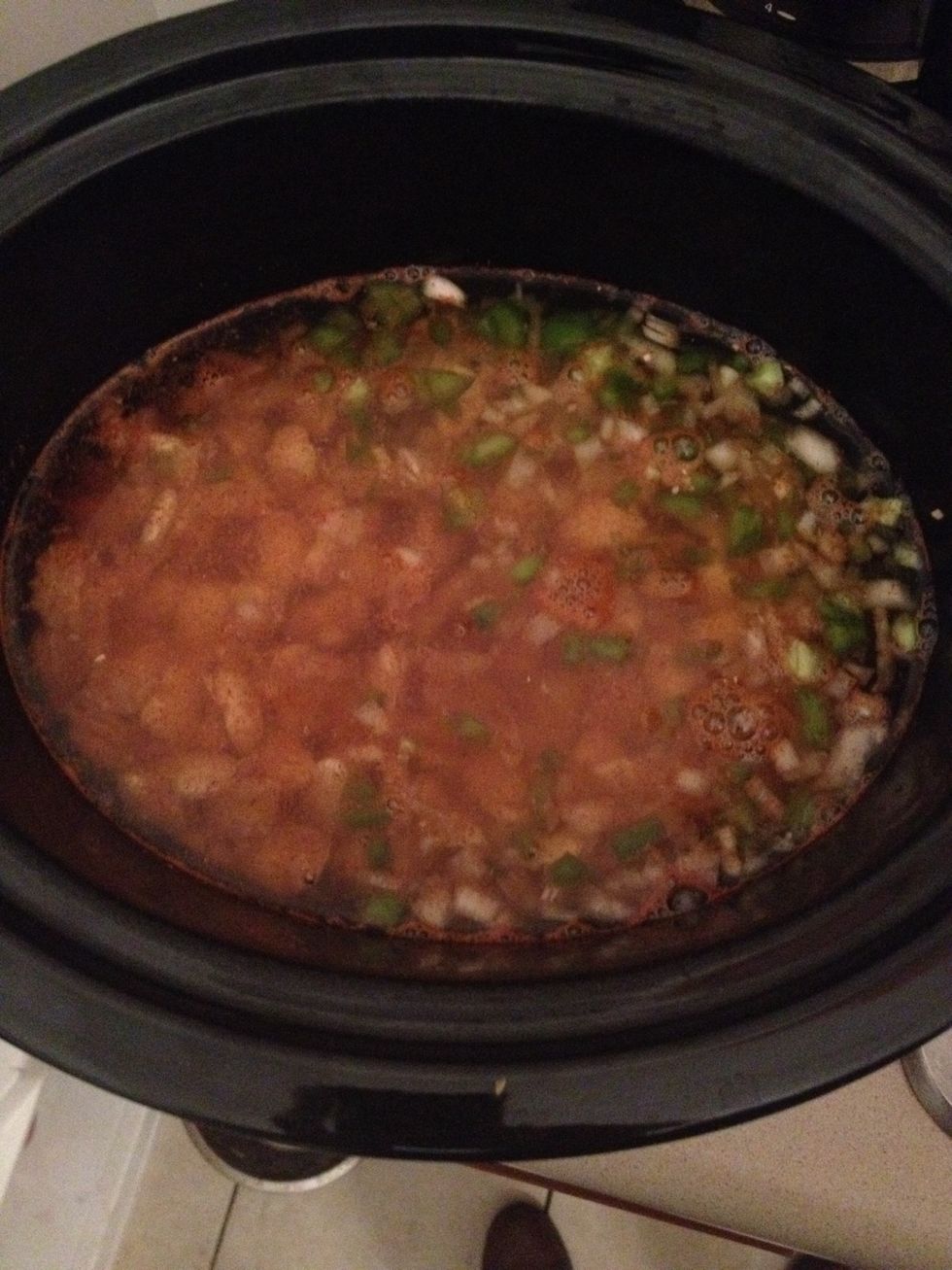 Let the beans absorb the water overnight with all the seasoning.  It will marry together