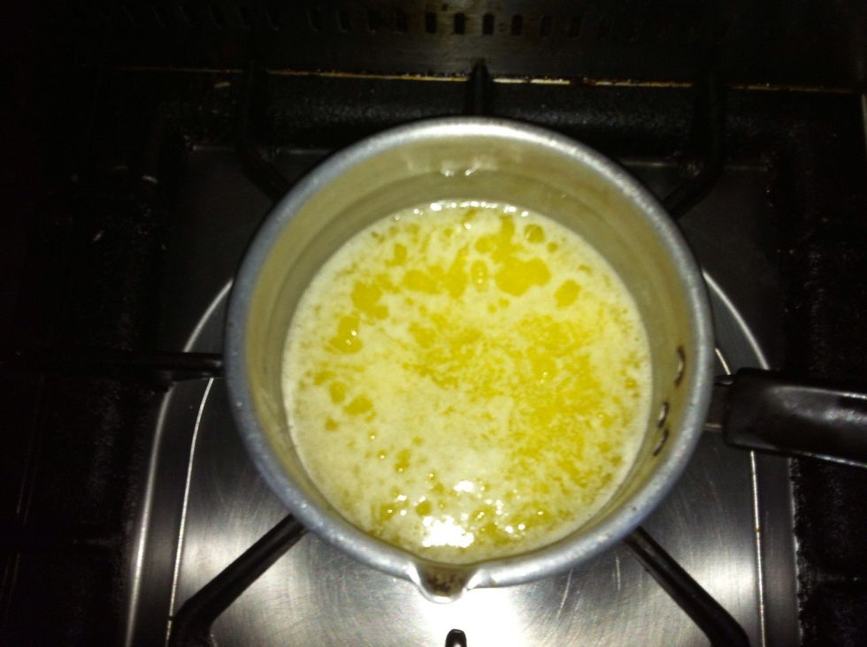 Let the butter melt and watch it closely, continue to cook it untill it brows slightly.