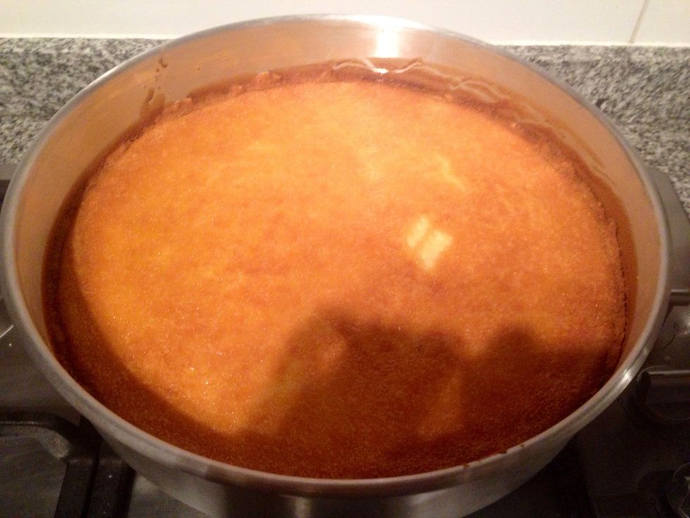 Let the cheesecake cool before putting it in the fridge for 3 hours.