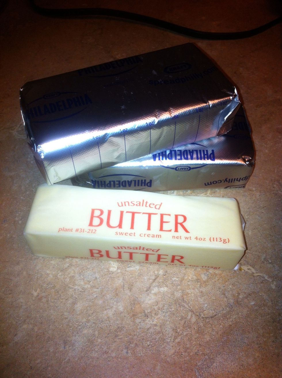 Let the cream cheese and butter soften at room temperature for about 30-35 mins.