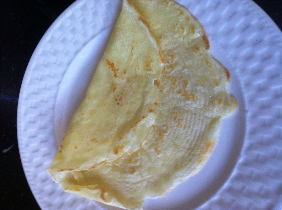 Let the crepe slide out of the pan, and onto your plate. Best served warm.
