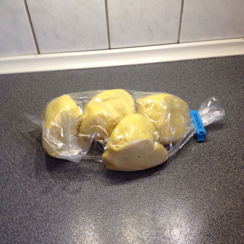 Let the dough rest in the fridge for 30 minutes while you prepare the filling