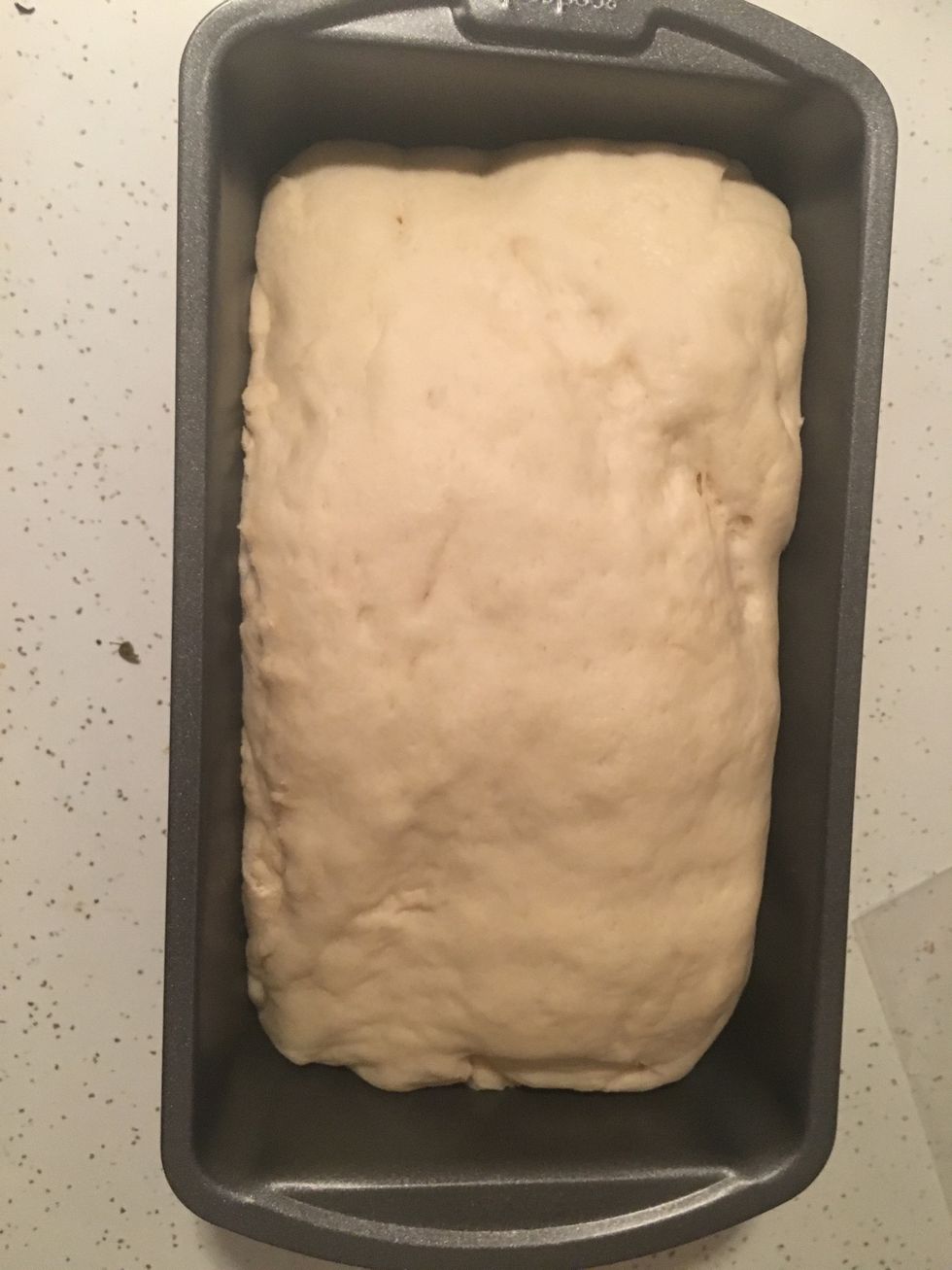 Let the dough rise to the top of the pan, while the dough is rising, pre heat your oven at 400 degrees Fahrenheit.