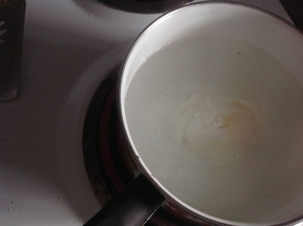 Let the egg simmer for two to two and a half minutes.