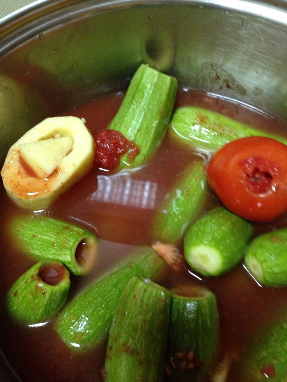 Let the liquid  covermost of the zicchinis