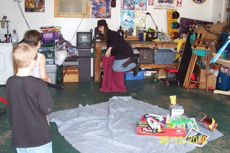 Let the magician know of any special interest the b-day kid has. Maybe they can tie it in the show. Here I showed a Harry potter fan how to float on a broom. :)