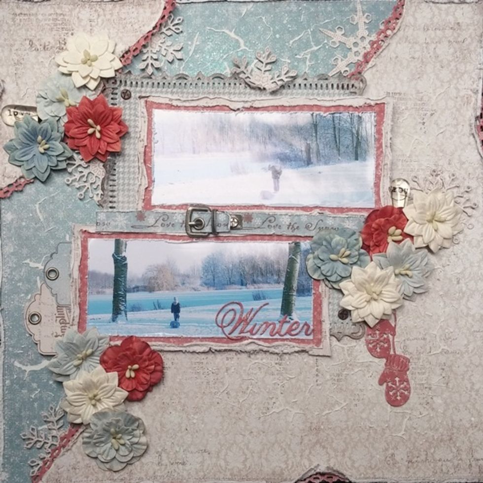 Let the other fun part begin by adding my flowers, text and other embellishments....and we are almost ready....