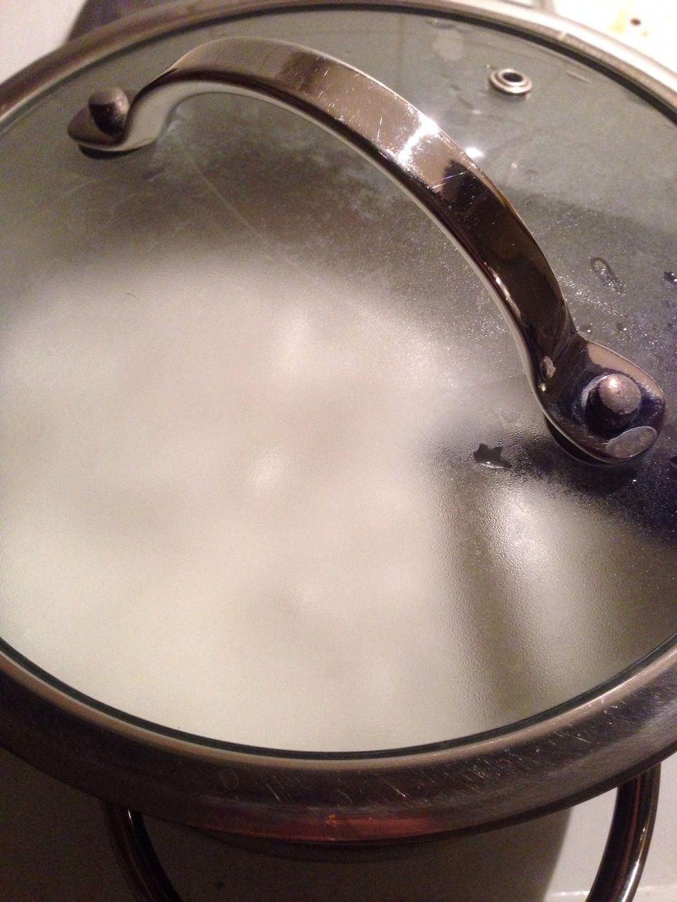 Let the pot stand with the lid for about an hour, stir every 20 minut. Make sure you dont scratch the bottom of the pot.