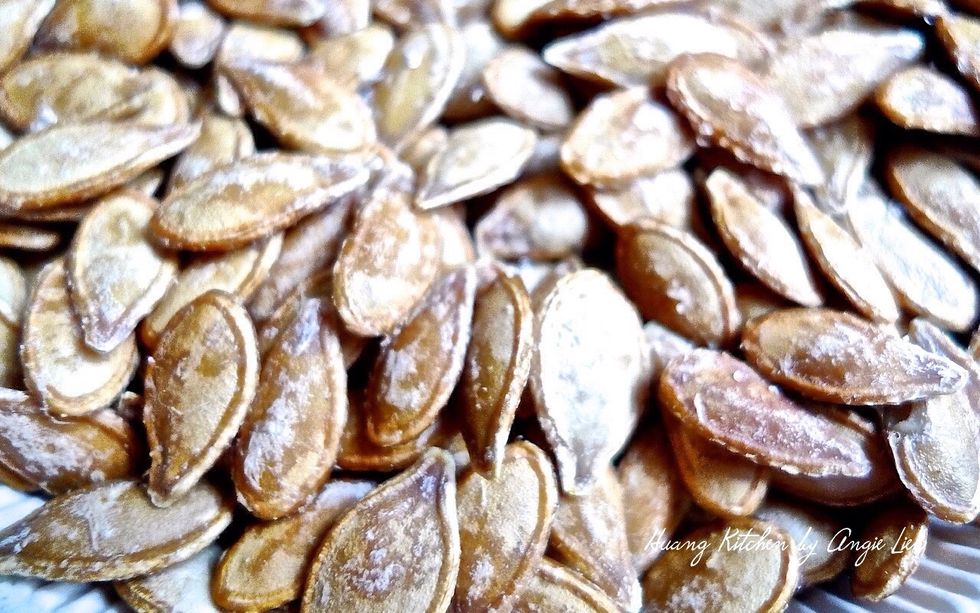 Let the pumpkin seeds cool completely before eating.