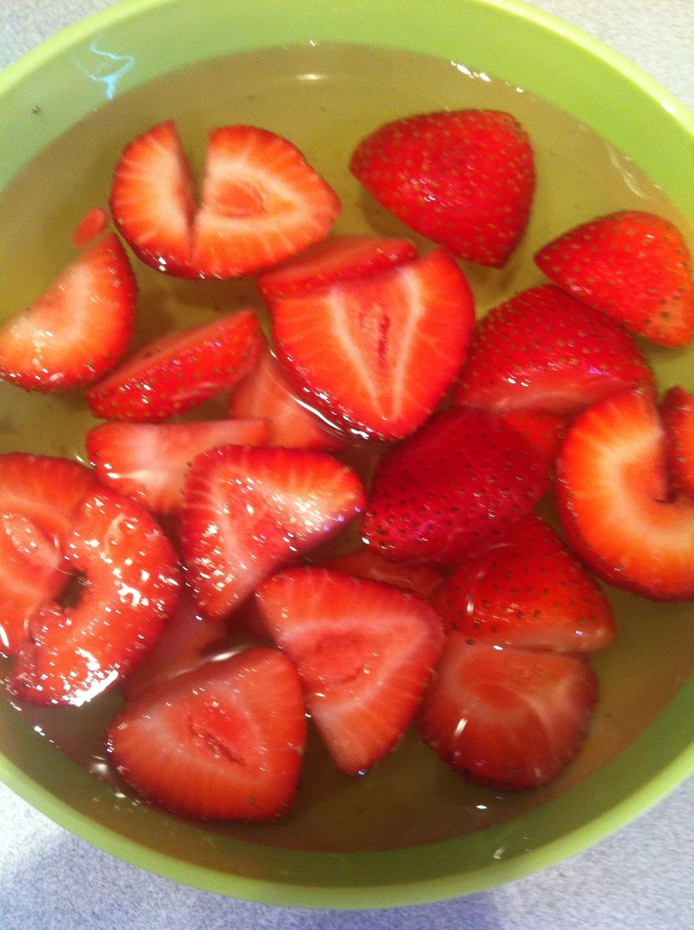 Let the strawberries sit for about 3 minutes.