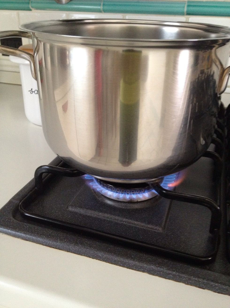 Let the water boil with some salt