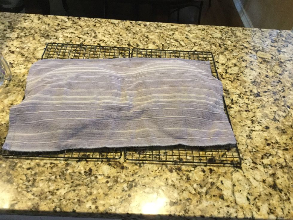 Let them cool completely. To keep them from getting stale, I covered them with a clean towel. Now all we have to do is wait. And wait. And wait.