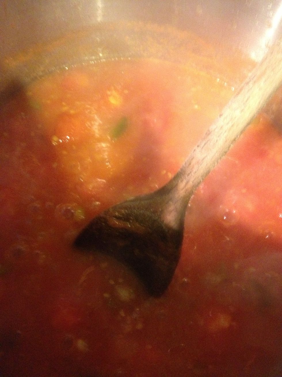 Let them disintegrate. On a high heat this will take approximately 10 minutes.