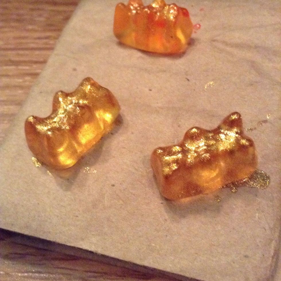 Let them dry between each coat until they're as gold as you want them
