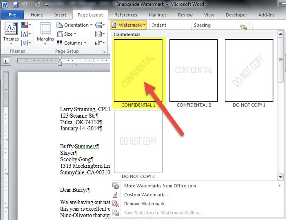Let\u2019s select one of the standard presets. Just click on the image of the watermark you want.