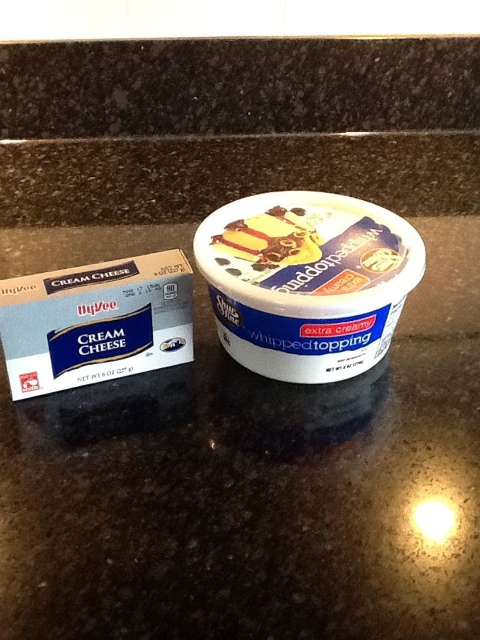 Let your cream cheese and whipped topping get to room temperature