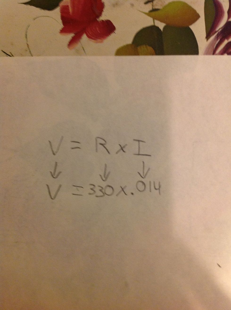 Lets check our awnser by takeing the current we just got and multiplying it by our resistance. If the circuit really had 14 milliamps in it then we should get a voltage close to 4.5 as our answer.