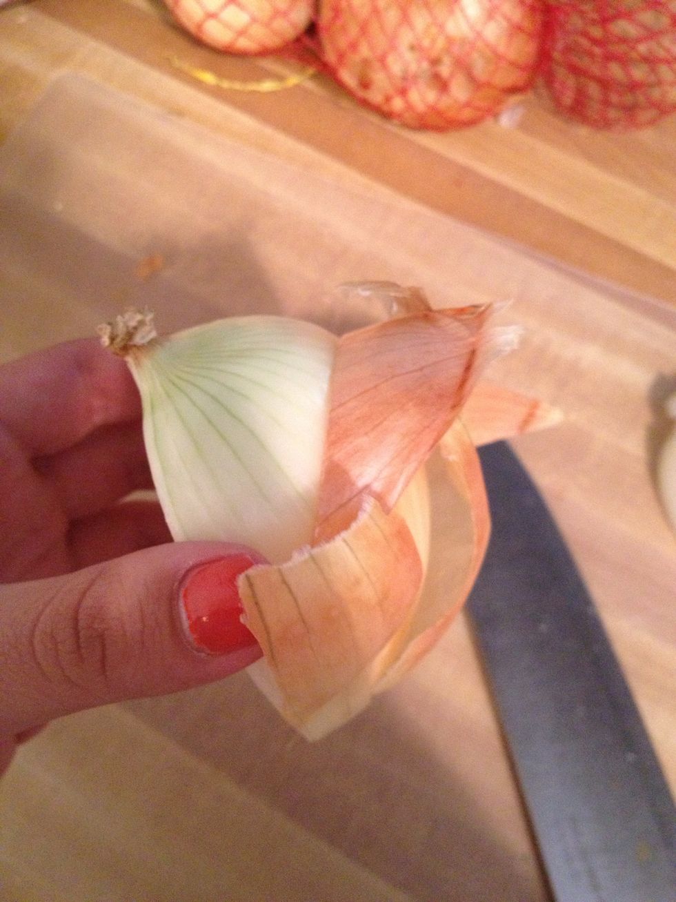 Lets get the other stuff ready. Peel your onions, obviously :P
