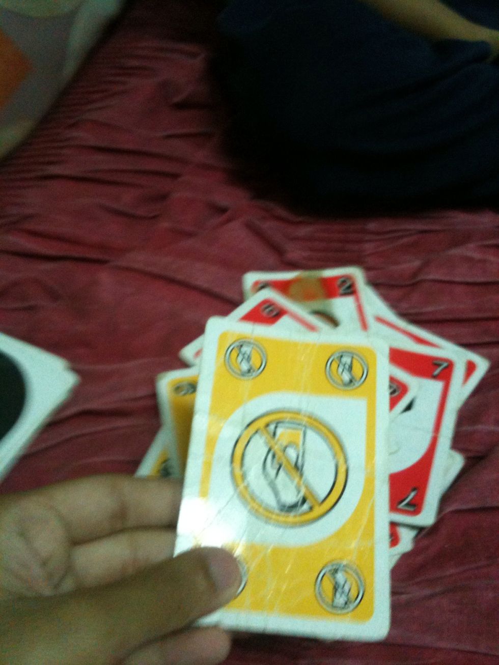 Lets get to the special card, this special card is used to skip the next player's turn Eg:- there are 3 players ,1 uses this card, 2's turn get skipped and 3 gets to play