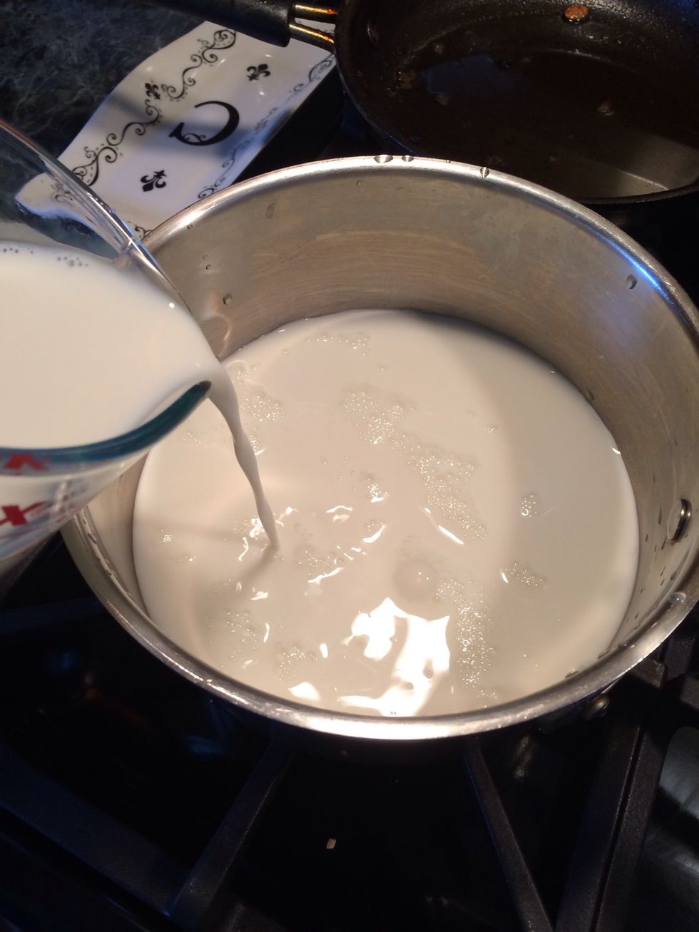 Lets start by taking a pot and setting it  over medium heat. Add the milk.