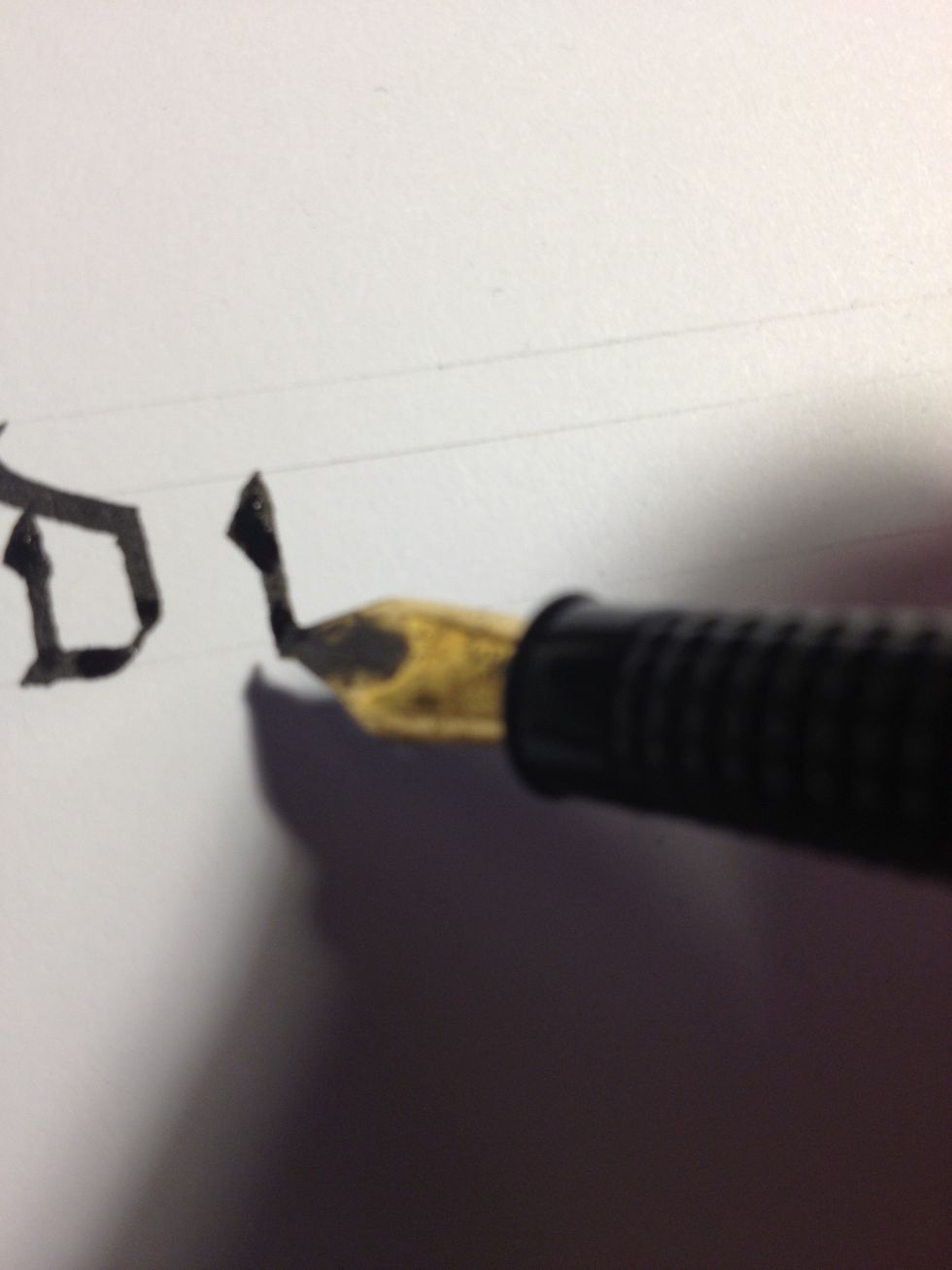 Letter "e" likewise begins as an embellished trunk.