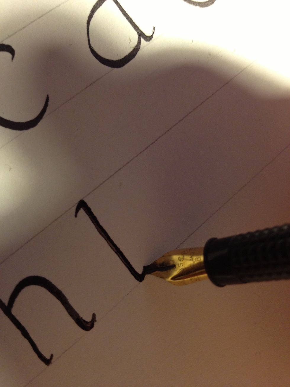 Letter "i" is made with a trunk which goes from the top to bottom line, but no taller.