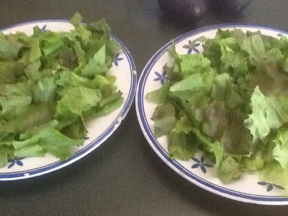 Lettuce on each plate