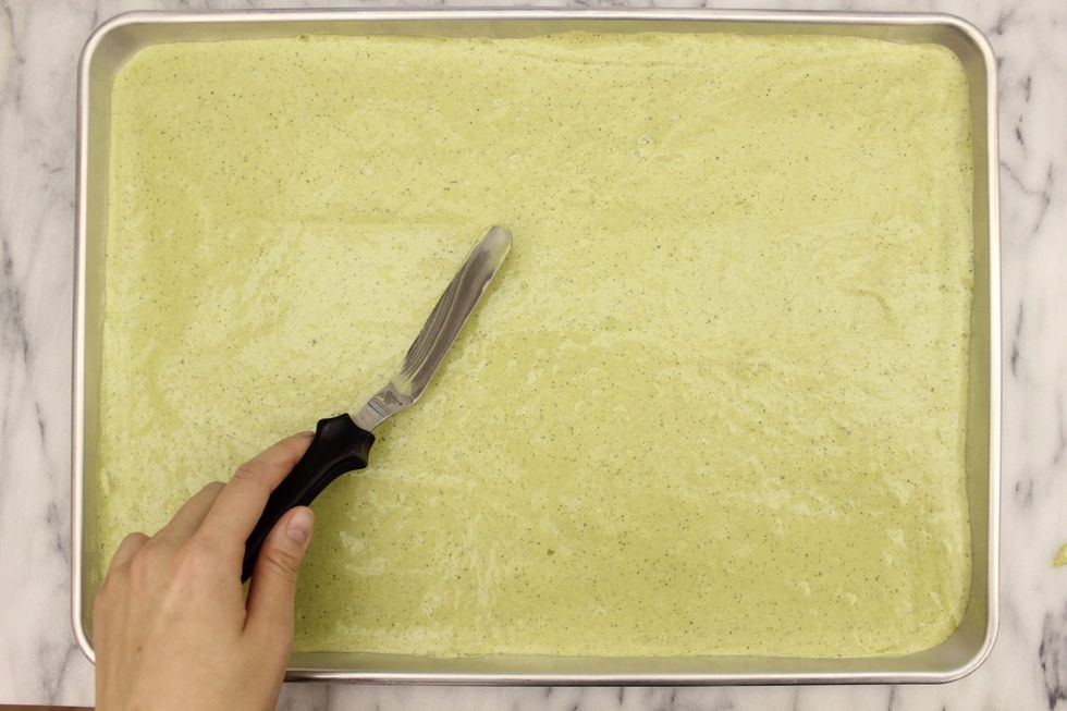 Level the batter with an off set spatula.