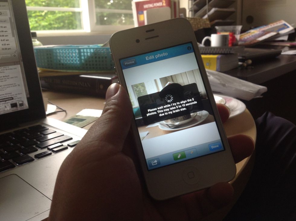 Levitagram will align the two photos you just took automatically.