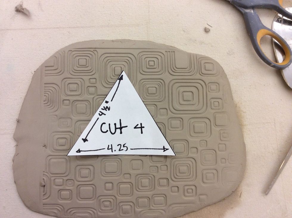 Lid: cut 4 triangles with a 4.25" base and 4.5" sides'from textured slabs.