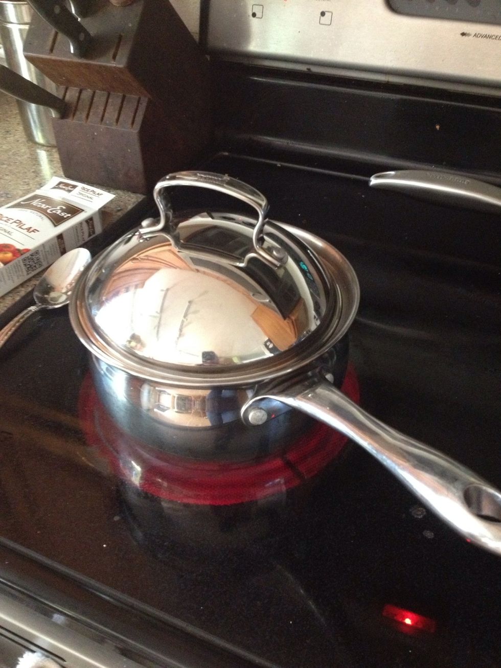 Lid is on. Now turn your heat down to between 2-3 on your stove.