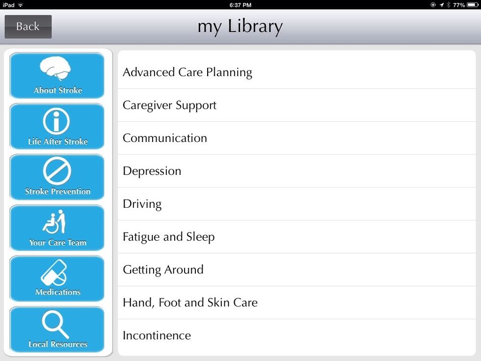 Life After Stroke Categories. Click on the topic you wish to learn more about.