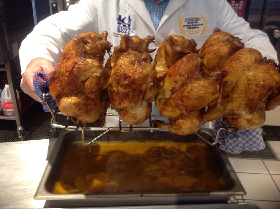 Lift Blodgett Rotisserie Rack out of Enamel Pan