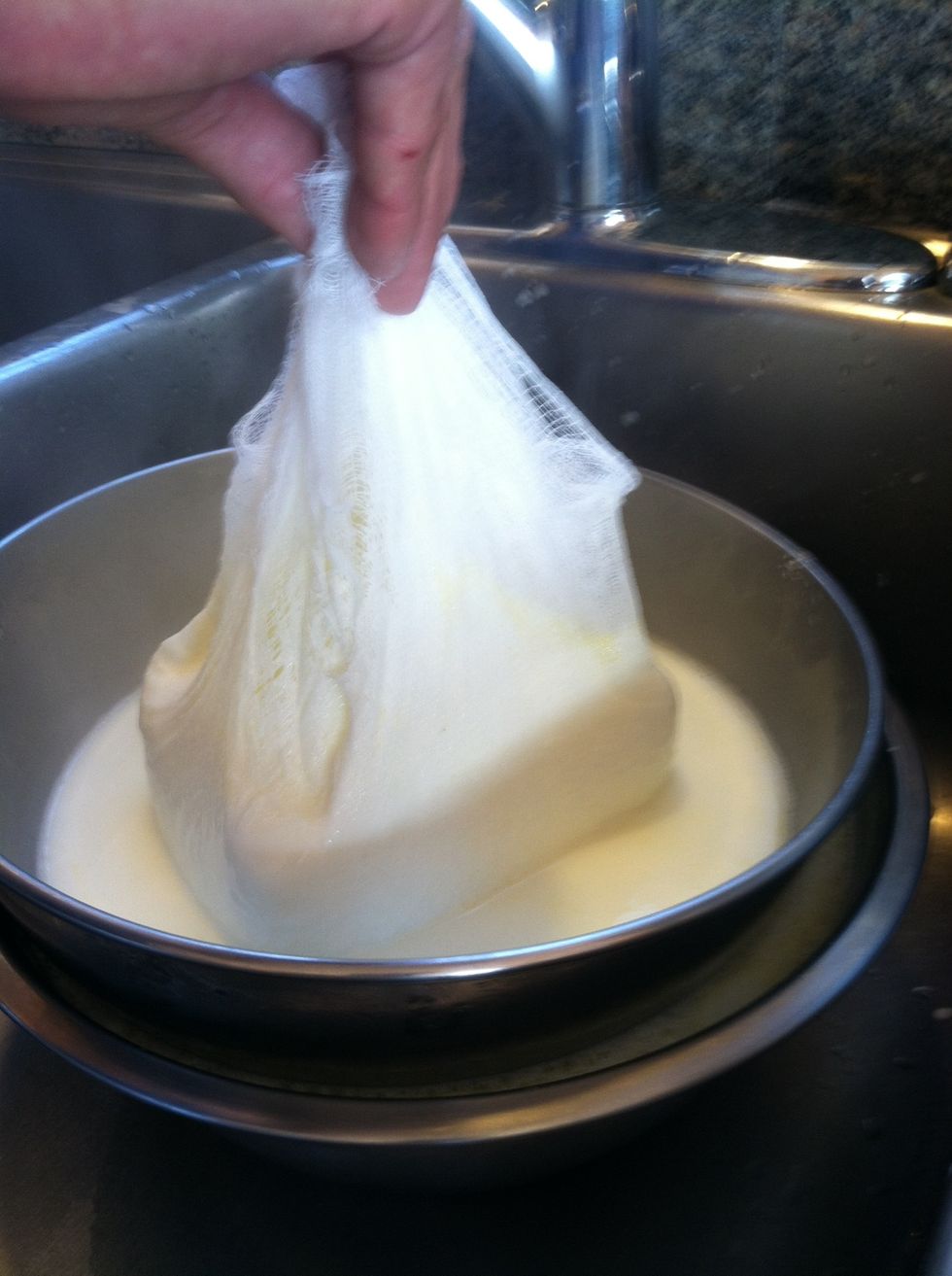 Lift cheese cloth.